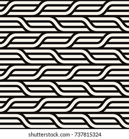Vector seamless pattern. Modern stylish texture. Geometric striped ornament. Monochrome bold braids.