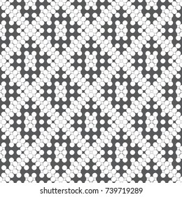 Vector seamless pattern. Modern stylish texture. Infinitely repeating ornament which consisting from rhombuses, circles and form geometrical tiles. Trendy design