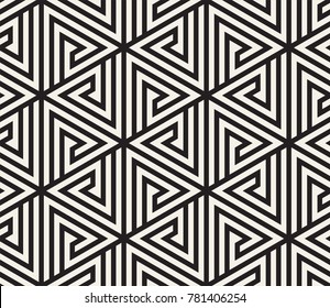 Vector seamless pattern. Modern stylish texture. Repeating geometric tiles from striped triangle elements

