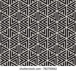 Vector seamless pattern. Modern stylish texture. Repeating geometric tiles from striped triangle elements
