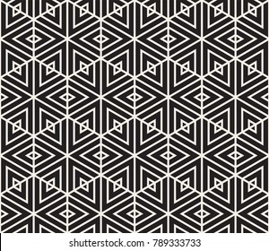 Vector seamless pattern. Modern stylish texture. Repeating geometric tiles from striped triangle elements
