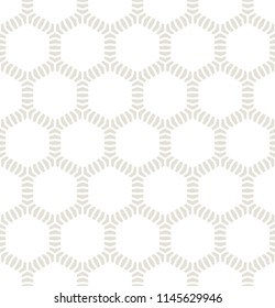 Vector seamless pattern. Modern subtle stylish texture. Repeating geometric background. Light neutral backdrop with striped hexagons. 