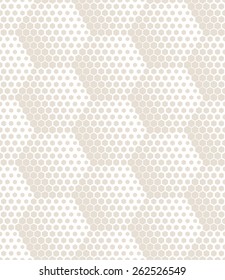 Vector seamless pattern. Modern subtle texture with volume effect. Repeating geometric tiles with dotted triangles. Regular monochrome background. Different sized hexagons form stylish background.