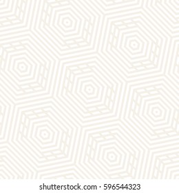 Vector Seamless Pattern. Modern Subtle Geometric Texture. Repeating Lattice Abstract Background. Linear Grid From Striped Hexagonal Elements.