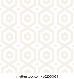 Vector Seamless Pattern. Modern Subtle Geometric Texture. Repeating Lattice Abstract Background. Linear Grid From Striped Hexagonal Elements.