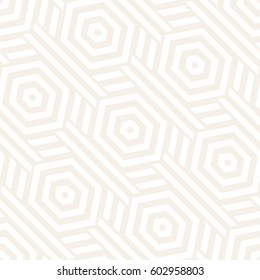 Vector Seamless Pattern. Modern Subtle Geometric Texture. Repeating Lattice Abstract Background. Linear Grid From Striped Hexagonal Elements.
