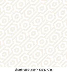 Vector Seamless Pattern. Modern Subtle Geometric Texture. Repeating Lattice Abstract Background. Linear Grid From Striped Hexagonal Elements.