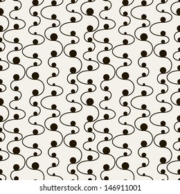 Vector seamless pattern. Modern texture. Repeating abstract background. Wavy stripes with circles