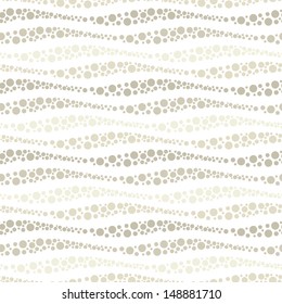 Vector seamless pattern. Modern texture. Repeating abstract background with dotted waves. Groups of stripes and circles