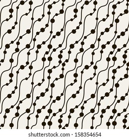Vector seamless pattern. Modern texture. Repeating abstract background with circles. Graphic stripes with wavy stripes