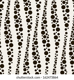 Vector seamless pattern. Modern texture. Repeating abstract background with circles. Graphic stripes with wavy stripes