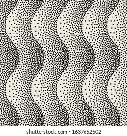 Vector seamless pattern. Modern texture. Repeating abstract background with circles. Graphic stripes with wavy stripes.