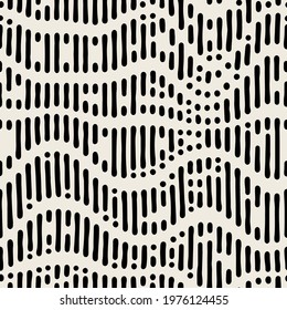 Vector seamless pattern. Modern texture. Repeating abstract background with strokes. Graphic wavy stripes. Can be used as swatch for illustrator.