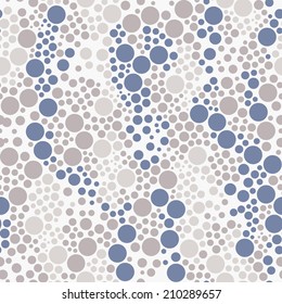 Vector seamless pattern. Modern texture. Repeating abstract background with pastel circles. Graphic stains from fine circles
