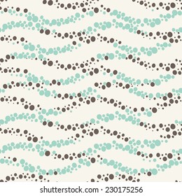 Vector seamless pattern. Modern texture. Repeating abstract background with circles. Graphic stripes with wavy stripes
