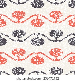 Vector seamless pattern. Modern texture with stylized holiday garlands. Repeating abstract background. Graphic print with garland and snowy covering