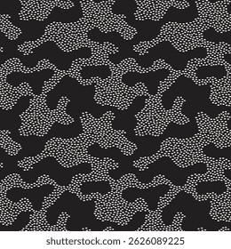 Vector seamless pattern. Modern texture. Repeating abstract background with dotted waves. Graphic wavy spots.