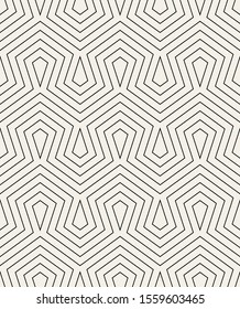 Vector seamless pattern. Modern thin zigzag texture. Repeating geometric background with striped pentagonal zigzag.