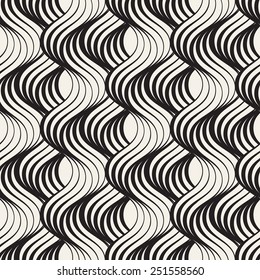 Vector seamless pattern. Modern wavy texture. Repeating abstract background. Stylish ripple grid