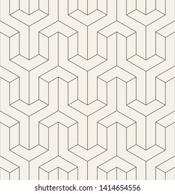 Vector seamless pattern. Modern zigzag texture. Repeating geometric background with linear hexagonal zigzag.