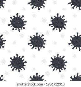 Vector Seamless pattern with Mold Bacteria on a white background. Humidity in the bathroom. Toxic mould spores, health hazard. Mucormycosis outbreak. Dangerous fungus. Flat style illustration.