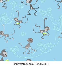 The vector seamless pattern with monkeys