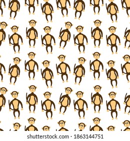 vector seamless pattern with monkeys on a white background