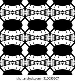 Vector seamless pattern. Monochrome arabic aztec ethnic design. Repeating geometric mesh tiles. Modern stylish texture.