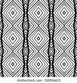 Vector seamless pattern. Monochrome arabic aztec ethnic design. Repeating geometric mesh tiles. Modern stylish texture.