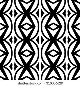 Vector seamless pattern. Monochrome arabic aztec ethnic design. Repeating geometric mesh tiles. Modern stylish texture.