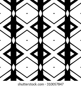 Vector seamless pattern. Monochrome arabic aztec ethnic design. Repeating geometric mesh tiles. Modern stylish texture.