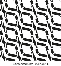 Vector seamless pattern. Monochrome background with linear winding wavy flow.