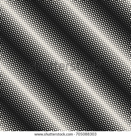 Vector seamless pattern. Monochrome background with halftone effect, diagonal gradient transition. Abstract geometric texture with small rounded shapes, repeat tiles. Contemporary graphic design 