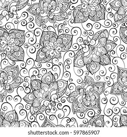 Vector seamless pattern with monochrome black and white ornament. Ornamental lace tracery,perfect for laser cut or design. Ornate swirl traditional arabic decor.Islamic, Dubai, East style template