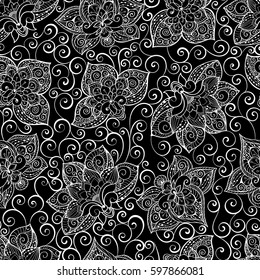 Vector seamless pattern with monochrome black and white ornament. Ornamental lace tracery,perfect for laser cut or design. Ornate swirl traditional arabic decor.Islamic, Dubai, East style template