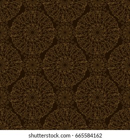 Vector seamless pattern of monochrome circles with ornate doodles in them