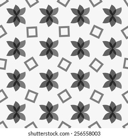 Vector seamless pattern. Monochrome floral and geometric stylish background.