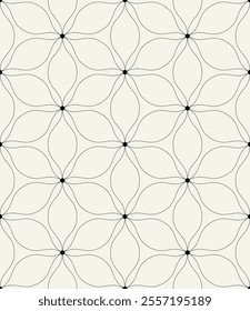 Vector seamless pattern. Monochrome graphic design. Decorative elegant petals. Regular floral background with geometric elements. Contemporary stylish ornament.