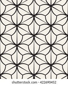 Vector seamless pattern. Monochrome graphic design. Decorative geometric leaves. Regular floral background with elegant petals. Modern stylish ornament.