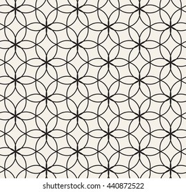 Vector seamless pattern. Monochrome graphic design. Decorative geometric grid. Regular background with stylish trellis from petals. Minimalist simple ornament.