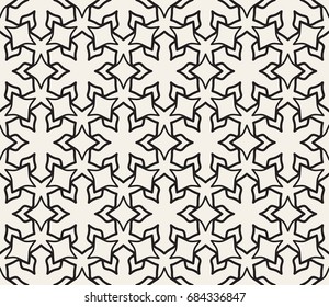 Vector seamless pattern. Monochrome graphic design. Decorative geometric seamless background with repeating texture. Modern stylish ornament in arabian style