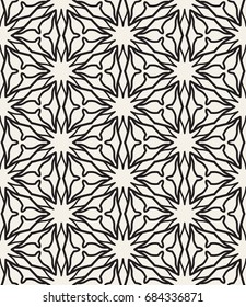 Vector seamless pattern. Monochrome graphic design. Decorative geometric seamless background with repeating texture. Modern stylish ornament in arabian style