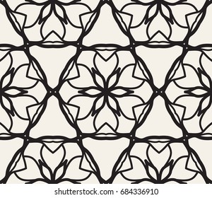 Vector seamless pattern. Monochrome graphic design. Decorative geometric seamless background with repeating texture. Modern stylish ornament in arabian style