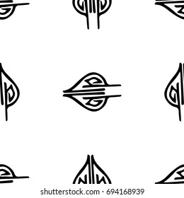 Vector seamless pattern. Monochrome graphic design. Decorative geometric leaves. Modern stylish ornament. Leaves stylish background. Vector repeating texture with stylized leaves.