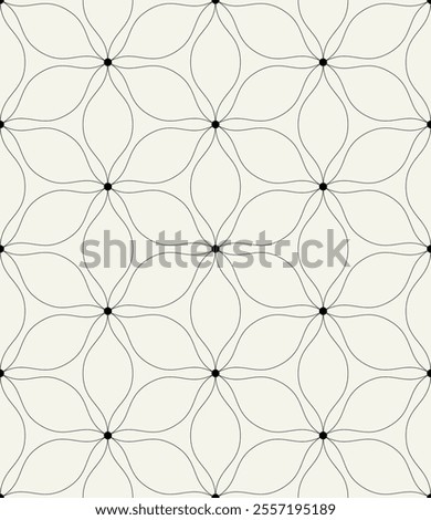 Vector seamless pattern. Monochrome graphic design. Decorative elegant petals. Regular floral background with geometric elements. Contemporary stylish ornament.