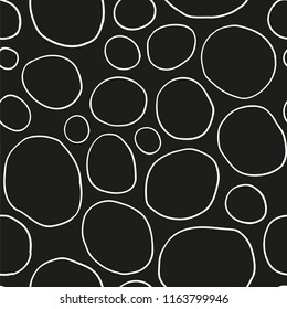 Vector seamless pattern. Monochrome organic rounds. Hand drawn abstract background.