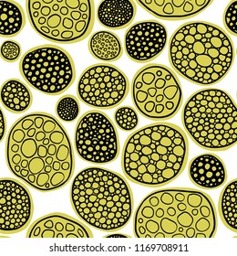 Vector seamless pattern. Monochrome organic rounds. Stylish structure of natural cells. Hand drawn abstract background.