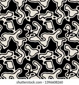 Vector seamless pattern. Monochrome organic shapes. Stylish structure of natural spots. Hand drawn abstract background. Can be used as swatch in Illustrator. Camouflage spotty monochrome print.
