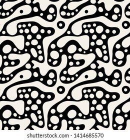 Vector seamless pattern. Monochrome organic shapes. Stylish structure of natural spots. Hand drawn abstract background. Can be used as swatch in Illustrator. Spotty monochrome print.