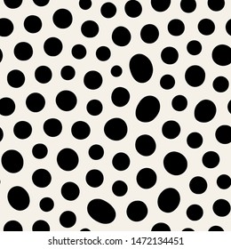 Vector seamless pattern. Monochrome organic shapes. Stylish structure of natural spots. Hand drawn abstract background. Can be used as swatch in Illustrator. Spotty monochrome print.